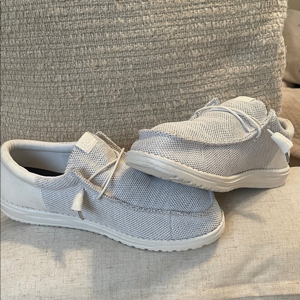 Hey Dude White Mesh Slip-On Shoes